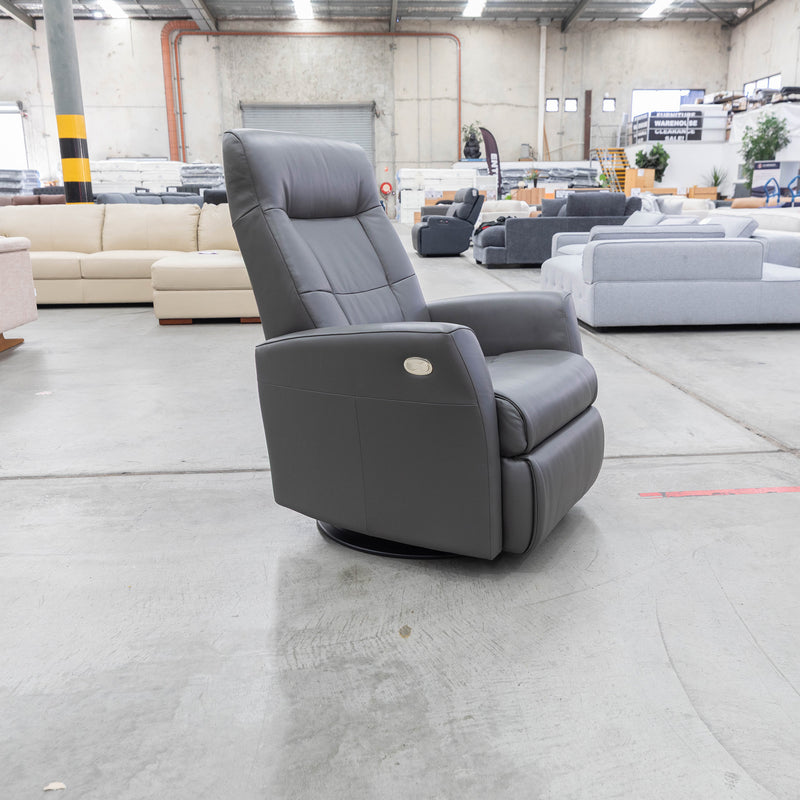 The La-Z-Boy Finn Power Rocker Recliner Swivel Chair - Essenza Graphite - Floor Stock available to purchase from Warehouse Furniture Clearance at our next sale event.