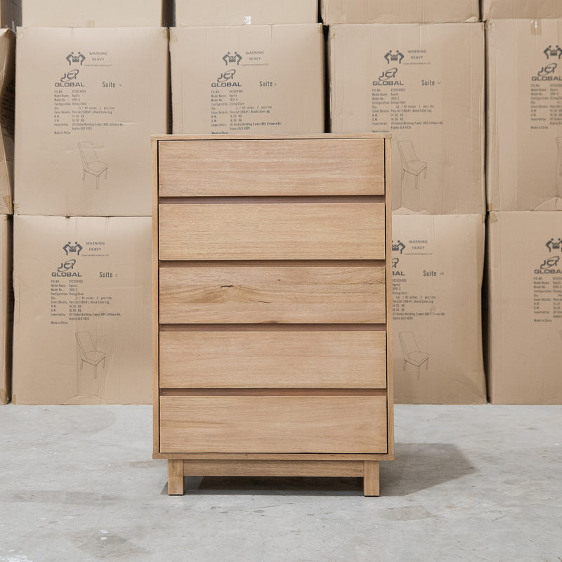 Mandalay Mountain Ash Five Drawer Tallboy