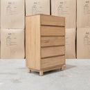 The Mandalay Mountain Ash Five Drawer Tallboy available to purchase from Warehouse Furniture Clearance at our next sale event.