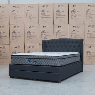 The Amelia Queen Fabric Gas Lift Bed - Charcoal - Available After 10th October available to purchase from Warehouse Furniture Clearance at our next sale event.