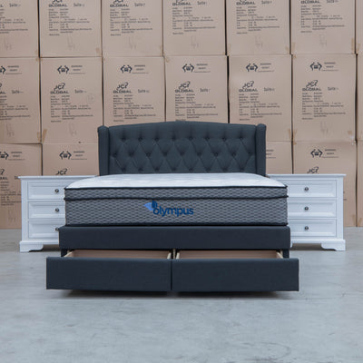 The Amelia Queen Fabric Gas Lift Bed - Charcoal - Available After 10th October available to purchase from Warehouse Furniture Clearance at our next sale event.