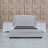 The Amelia King Fabric Gas Lift Storage Drawer Bed - Oat White