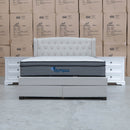 The Amelia Queen Fabric Gas Lift Storage Drawer Bed - Oat White - Available After 10th October available to purchase from Warehouse Furniture Clearance at our next sale event.