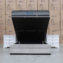 The Amelia Queen Fabric Gas Lift Storage Drawer Bed - Oat White - Available After 10th October available to purchase from Warehouse Furniture Clearance at our next sale event.