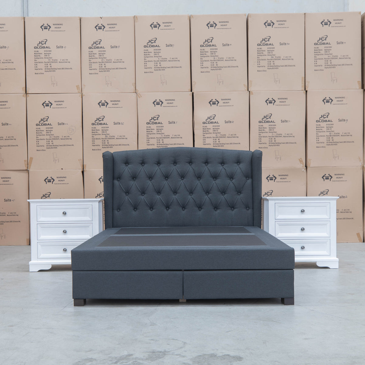 The Amelia Double Fabric Gas Lift Storage Bed - Charcoal available to purchase from Warehouse Furniture Clearance at our next sale event.