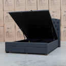 The Emily Queen Fabric Gas Lift Storage Drawer Bed - Charcoal available to purchase from Warehouse Furniture Clearance at our next sale event.