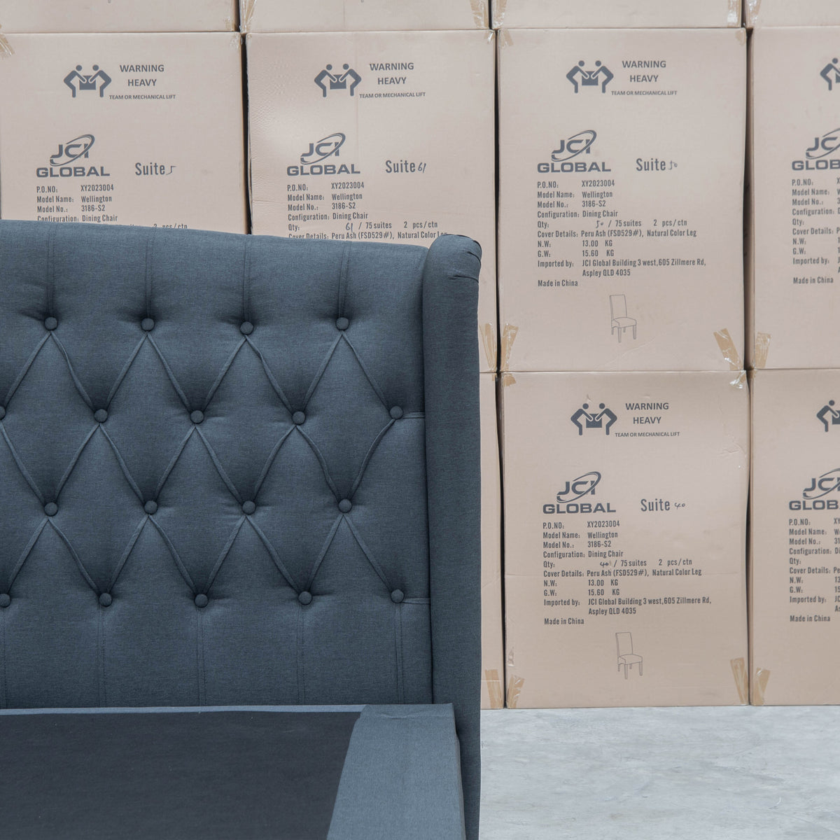 The Amelia Double Fabric Gas Lift Storage Bed - Charcoal available to purchase from Warehouse Furniture Clearance at our next sale event.
