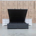 The Amelia Double Fabric Gas Lift Storage Bed - Charcoal available to purchase from Warehouse Furniture Clearance at our next sale event.