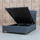 The Elizabeth Queen Fabric Gas Lift Bed - Charcoal available to purchase from Warehouse Furniture Clearance at our next sale event.