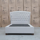 The Elizabeth King Fabric Gas Lift Bed - Oat White available to purchase from Warehouse Furniture Clearance at our next sale event.