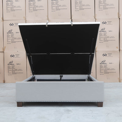 The Elizabeth King Fabric Gas Lift Bed - Oat White available to purchase from Warehouse Furniture Clearance at our next sale event.