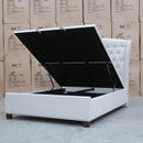 The Elizabeth King Fabric Gas Lift Bed - Oat White available to purchase from Warehouse Furniture Clearance at our next sale event.