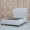 The Elizabeth King Fabric Gas Lift Bed - Oat White available to purchase from Warehouse Furniture Clearance at our next sale event.