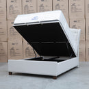 The Elizabeth Queen Fabric Gas Lift Bed - Oat White available to purchase from Warehouse Furniture Clearance at our next sale event.