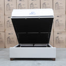 The Elizabeth Queen Fabric Gas Lift Bed - Oat White available to purchase from Warehouse Furniture Clearance at our next sale event.