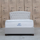 The Elizabeth Queen Fabric Gas Lift Bed - Oat White available to purchase from Warehouse Furniture Clearance at our next sale event.