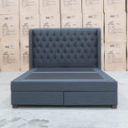 The Amie Queen Fabric Gas Lift & Storage Drawer Bed - Charcoal - PRE ORDER Available After 7th November available to purchase from Warehouse Furniture Clearance at our next sale event.
