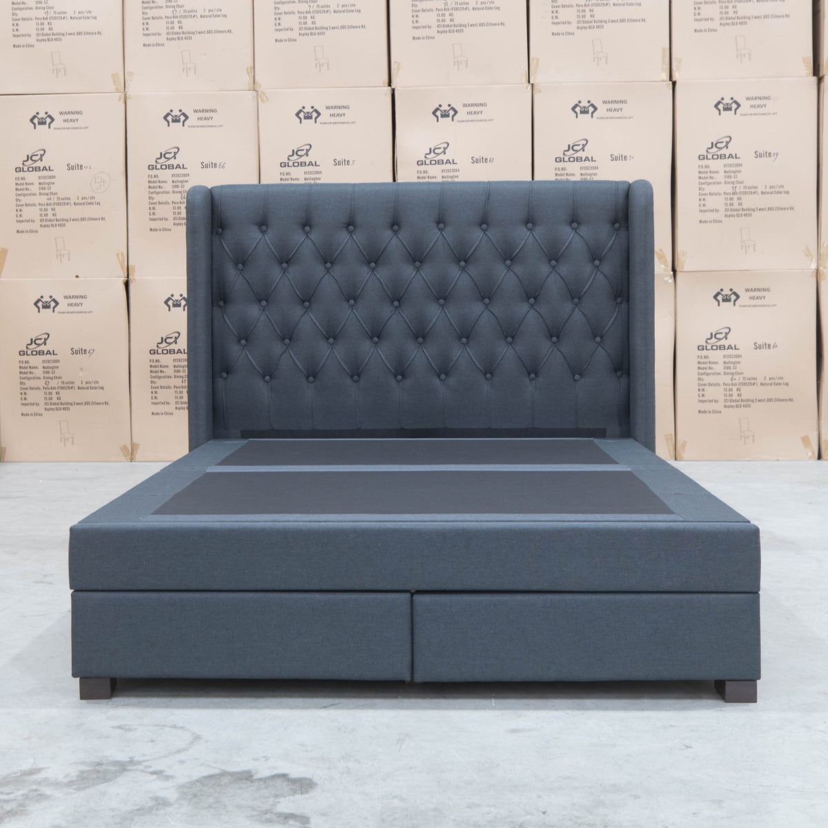 The Amie Queen Fabric Gas Lift & Storage Drawer Bed - Charcoal - PRE ORDER Available After 7th November available to purchase from Warehouse Furniture Clearance at our next sale event.
