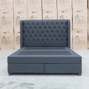 The Amie Queen Fabric Gas Lift & Storage Drawer Bed – Charcoal available to purchase from Warehouse Furniture Clearance at our next sale event.