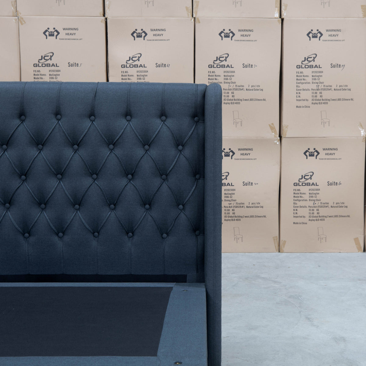 The Amie Queen Fabric Gas Lift & Storage Drawer Bed - Charcoal - PRE ORDER Available After 7th November available to purchase from Warehouse Furniture Clearance at our next sale event.