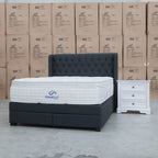 The Amie Queen Fabric Gas Lift & Storage Drawer Bed - Charcoal - PRE ORDER Available After 7th November available to purchase from Warehouse Furniture Clearance at our next sale event.