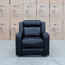 The Gers Dual-Motor Electric Single Leather Recliner - Black available to purchase from Warehouse Furniture Clearance at our next sale event.