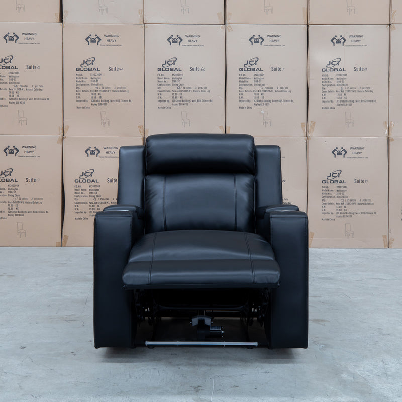 The Gers Dual-Motor Electric Single Leather Recliner - Black available to purchase from Warehouse Furniture Clearance at our next sale event.