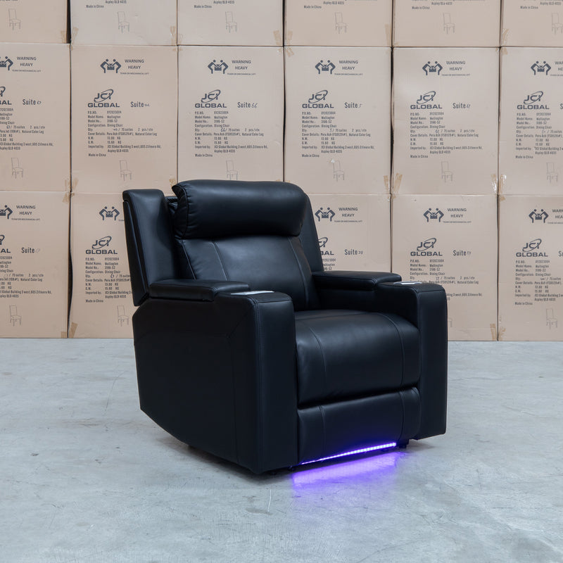 The Gers Dual-Motor Electric Single Leather Recliner - Black available to purchase from Warehouse Furniture Clearance at our next sale event.