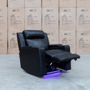 The Gers Dual-Motor Electric Single Leather Recliner - Black available to purchase from Warehouse Furniture Clearance at our next sale event.