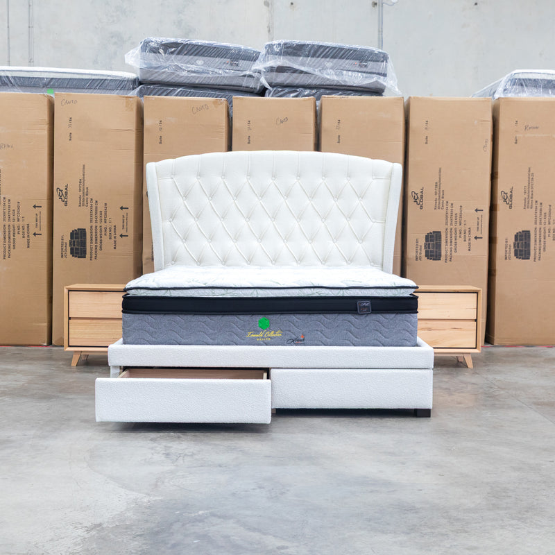 The Grace Queen Fabric Storage Bed - Cream