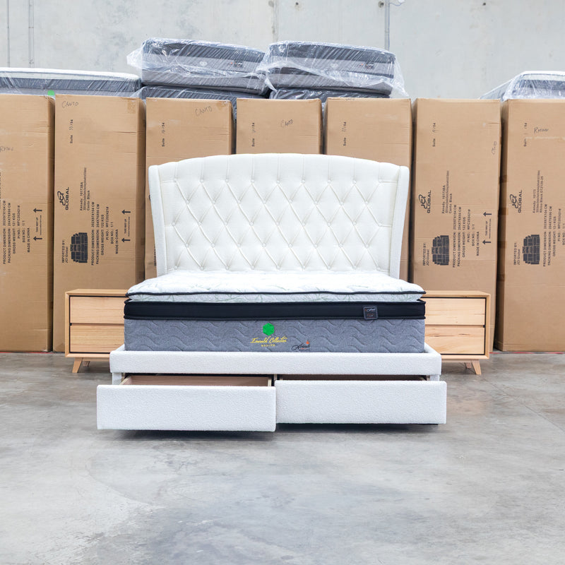 The Grace Queen Fabric Storage Bed - Cream