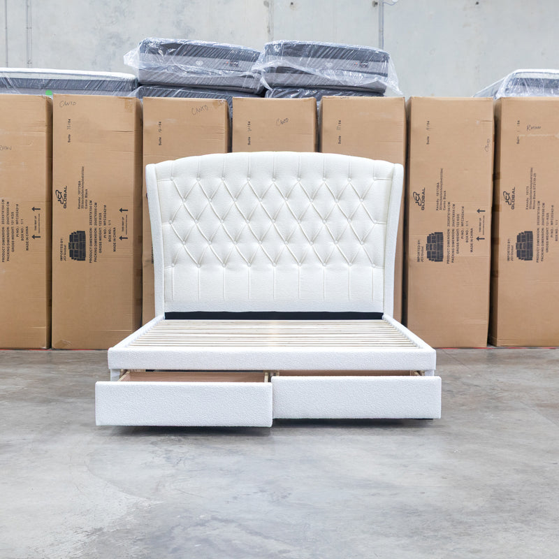 The Grace Queen Fabric Storage Bed - Cream
