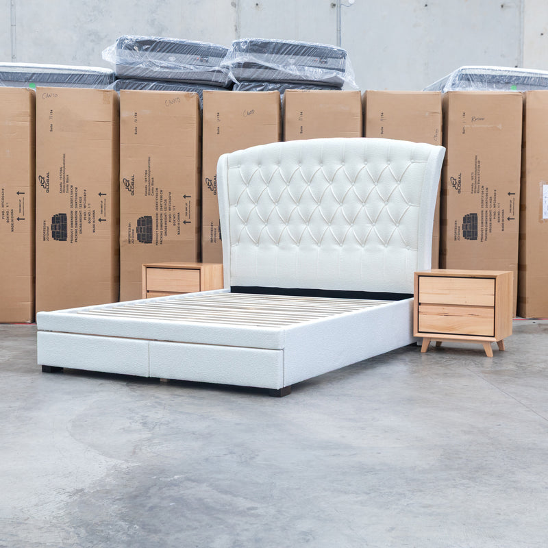 The Grace Queen Fabric Storage Bed - Cream