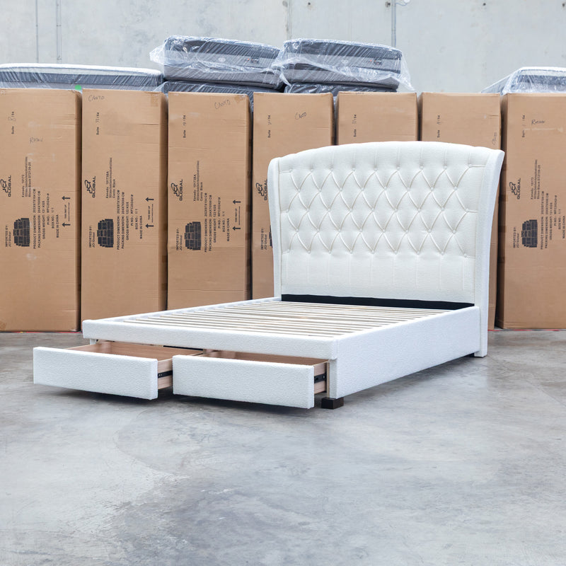 The Grace Queen Fabric Storage Bed - Cream