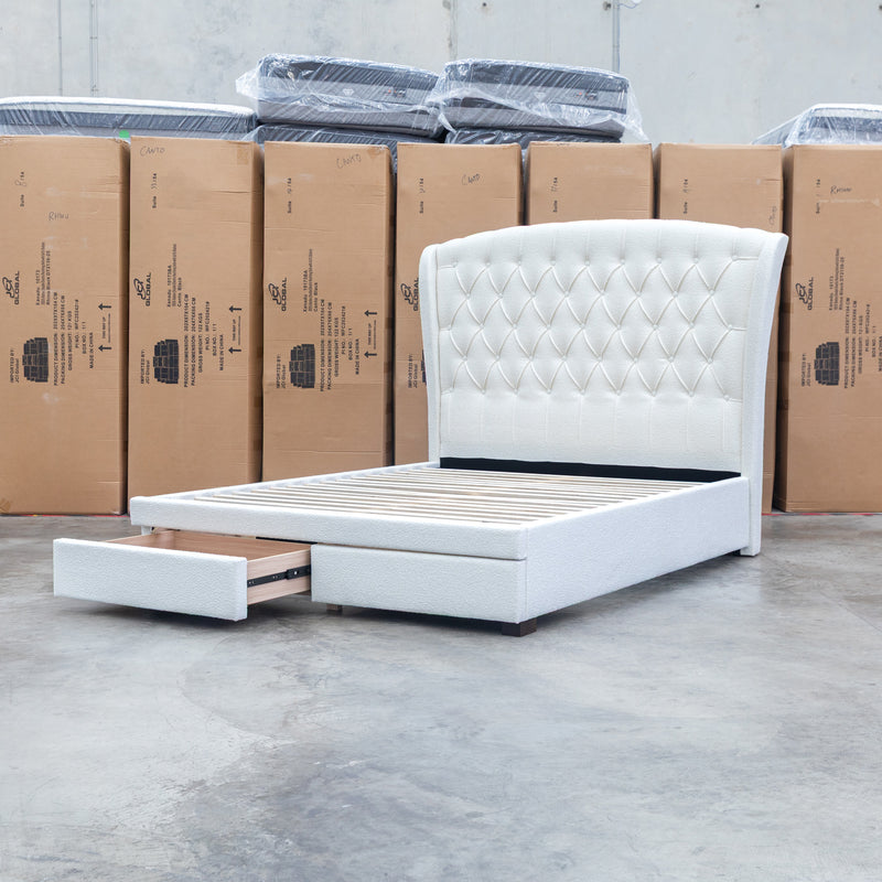 The Grace Queen Fabric Storage Bed - Cream