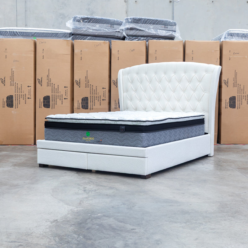 The Grace Queen Fabric Storage Bed - Cream