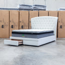 The Grace King Fabric Storage Bed - Cream available to purchase from Warehouse Furniture Clearance at our next sale event.