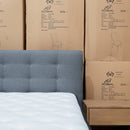 The Bailey Queen Upholstered Bed - Steel - In Store Purchase Only available to purchase from Warehouse Furniture Clearance at our next sale event.