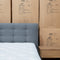 The Bailey Queen Upholstered Bed - Steel - In Store Purchase Only available to purchase from Warehouse Furniture Clearance at our next sale event.