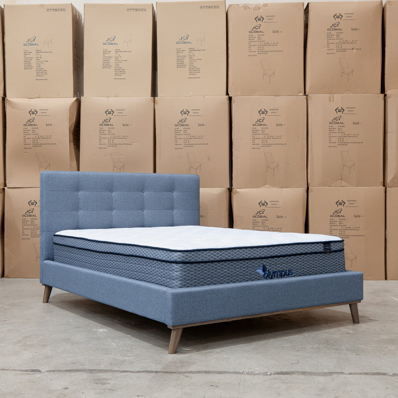 The Bailey Queen Upholstered Bed - Steel - In Store Purchase Only available to purchase from Warehouse Furniture Clearance at our next sale event.