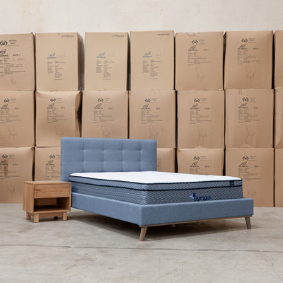 The Bailey Double Upholstered Bed - Steel - In Store Purchase Only available to purchase from Warehouse Furniture Clearance at our next sale event.