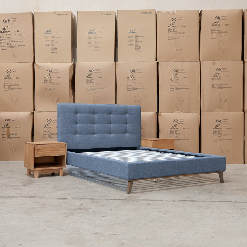 The Bailey Queen Upholstered Bed - Steel - In Store Purchase Only available to purchase from Warehouse Furniture Clearance at our next sale event.