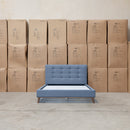 The Bailey Queen Upholstered Bed - Steel - In Store Purchase Only available to purchase from Warehouse Furniture Clearance at our next sale event.