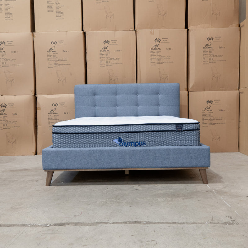 The Bailey Queen Upholstered Bed - Steel - In Store Purchase Only available to purchase from Warehouse Furniture Clearance at our next sale event.