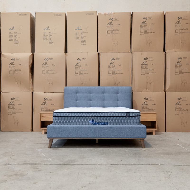 The Bailey Queen Upholstered Bed - Steel - In Store Purchase Only available to purchase from Warehouse Furniture Clearance at our next sale event.