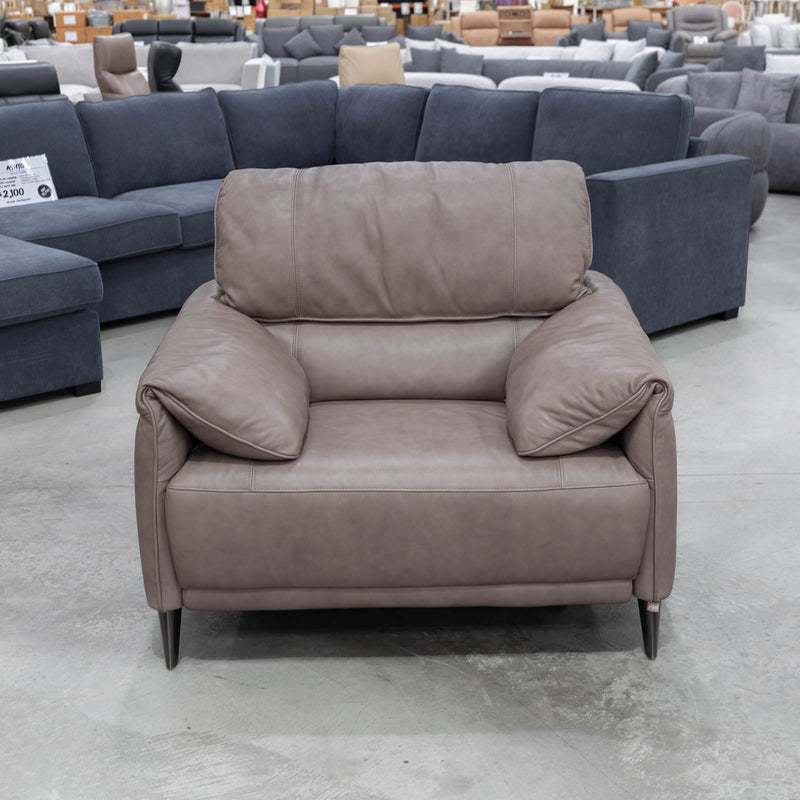 The RS-12667-PR Oversized single dual motor leather recliner - Biscuit - Floor Stock available to purchase from Warehouse Furniture Clearance at our next sale event.