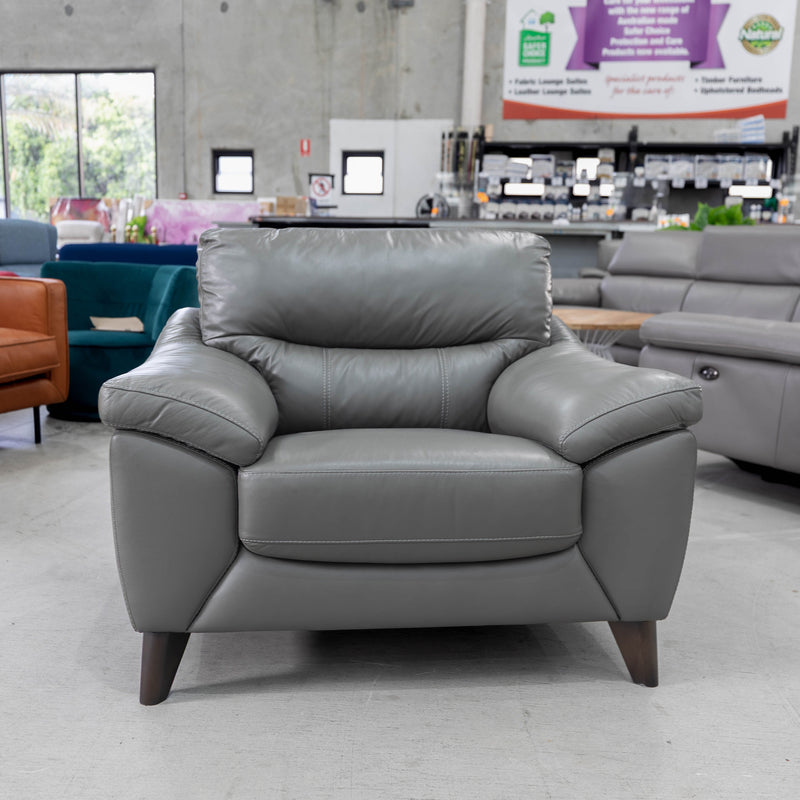 The HTL-12363 Single leather armchair - Charcoal Gray - Floor Stock available to purchase from Warehouse Furniture Clearance at our next sale event.