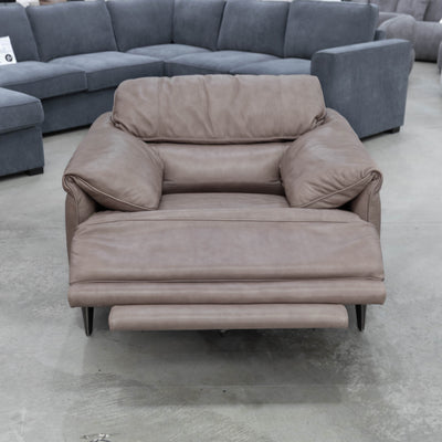 The RS-12667-PR Oversized single dual motor leather recliner - Biscuit - Floor Stock available to purchase from Warehouse Furniture Clearance at our next sale event.