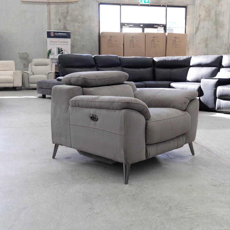 The RS-11485 Single Recliner - Dark Grey - Floor Stock available to purchase from Warehouse Furniture Clearance at our next sale event.