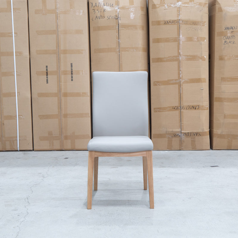 The Hampshire Leather Dining Chair - Light Grey